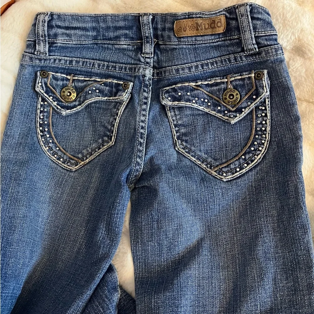 Vintage Y2K Mudd Girls 8 Rhinestone Girlhood Flare Casual Spring Denim Jeans